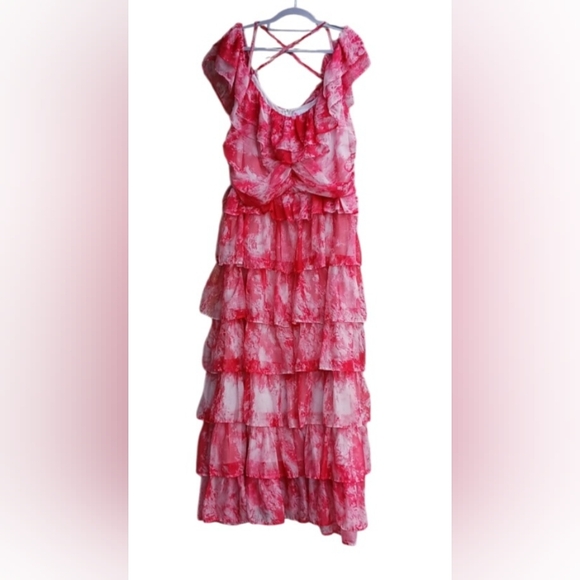 L'ATISTE Pink Ruffled Dress SZ 3X - Picture 3 of 11